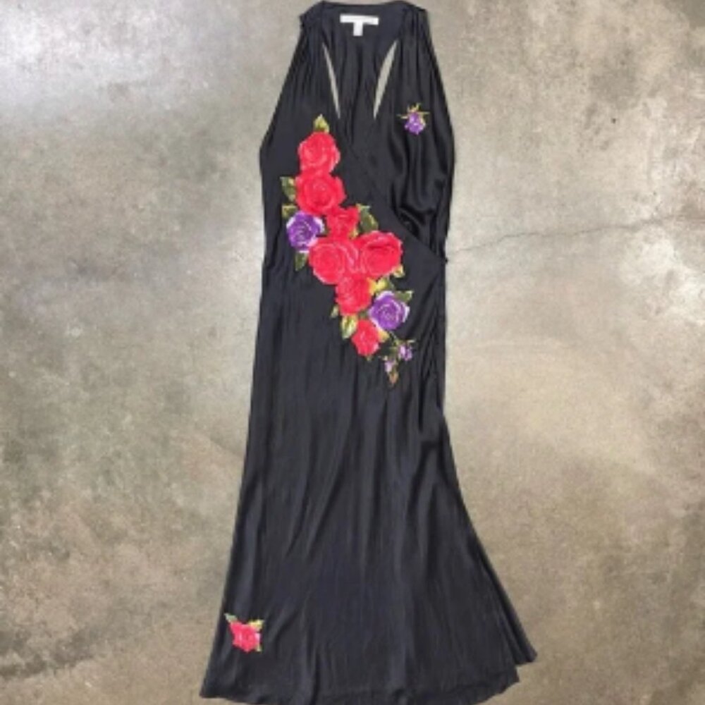 Vintage Y2K Victoria Secret Embellished Silk Floral Lingerie Slip Dress